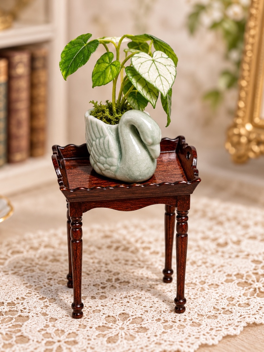 Celadon Green Swan Ceramic Planter - Home Accents